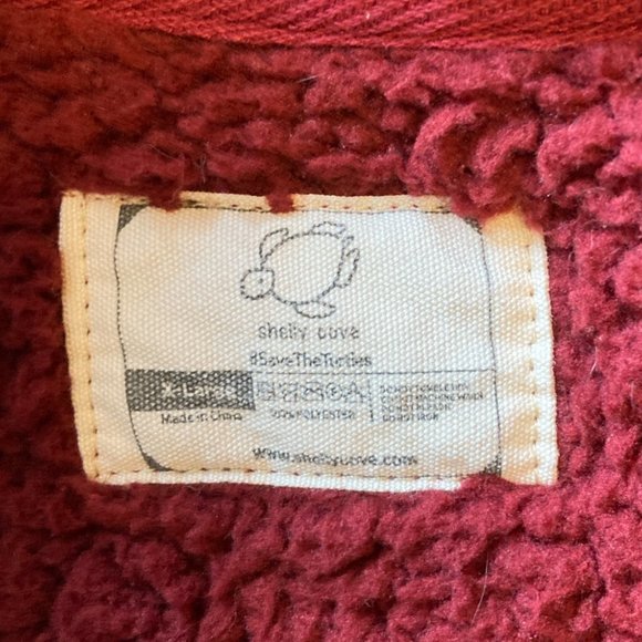 Shelly Cove Burgundy Sherpa Cropped Jacket - Picture 3 of 5